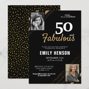 50 en Fabulous Gouden Glitter 2 Foto 50e Verjaarda Kaart