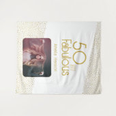 50 en Fabulous Gouden Glitter 50ste Verjaardag Fot Wandkleed (Voorkant (horizontaal))