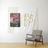 50 en Fabulous Gouden Glitter 50ste Verjaardag Fot Wandkleed (In Situ (horizontaal))