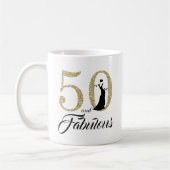 50 en Fabulous Gouden Glitter 50ste Verjaardag Koffiemok (Links)