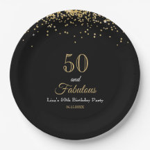 50 en Fabulous Gouden Glitter en Zwarte Verjaardag