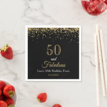 50 en Fabulous Gouden Glitter en Zwarte Verjaardag