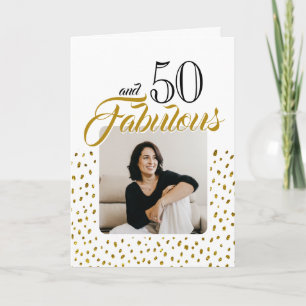 50 en Fabulous Gouden Glitter Foto 50e Verjaardag Feestdagen Kaart