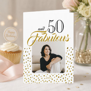 50 en Fabulous Gouden Glitter Foto 50ste Verjaarda Feestdagen Kaart