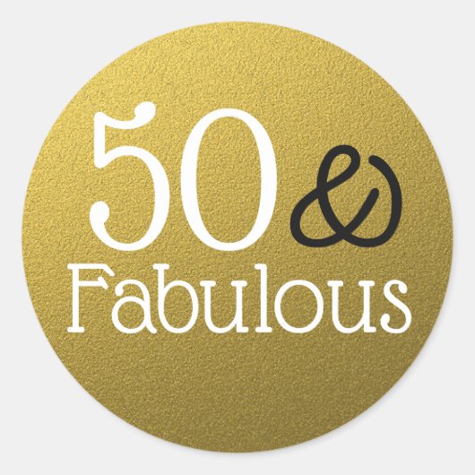 50 En Fabulous Gouden Glitter Verjaardag Ronde Sticker (Voorkant)