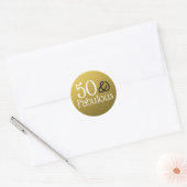 50 En Fabulous Gouden Glitter Verjaardag Ronde Sticker (Envelop)
