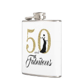 50 en Fabulous Gouden Glitter Verjaardagscadeau Heupfles (Links)