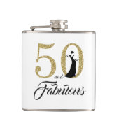 50 en Fabulous Gouden Glitter Verjaardagscadeau Heupfles (Voorkant)