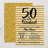50 en Fabulous Gouden Glitter Verjaardagsuitnodigi (Voorkant / Achterkant)
