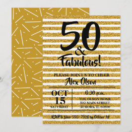 50 en Fabulous Gouden Glitter Verjaardagsuitnodigi