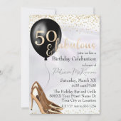 50 en Fabulous Gouden Hoge Hakken Kaart (Voorkant)