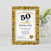 50 en Fabulous Gouden Kente Verjaardagsfeestje Kaart (Staand voorkant)