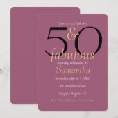 50 en Fabulous Gouden Orchidee Paarse 50ste Verjaa Kaart (Voorkant / Achterkant)