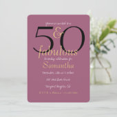 50 en Fabulous Gouden Orchidee Paarse 50ste Verjaa Kaart (Staand voorkant)