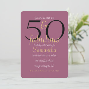50 en Fabulous Gouden Orchidee Paarse 50ste Verjaa Kaart