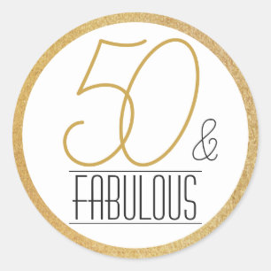 50 en Fabulous Gouden Persoonlijke Verjaardagsfees Ronde Sticker