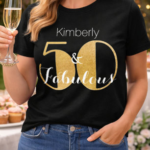 50 en Fabulous Gouden Persoonlijke Verjaardagsfees T-shirt