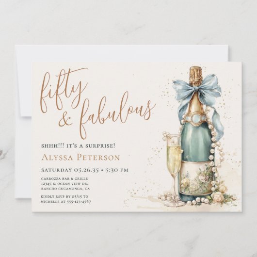 50 en Fabulous Gouden Script Verrassings 50e Verja Kaart (Voorkant)