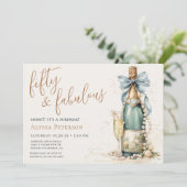 50 en Fabulous Gouden Script Verrassings 50e Verja Kaart (Staand voorkant)
