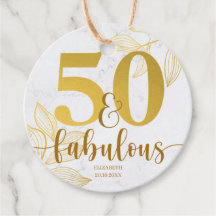 50 en Fabulous Gouden Typografie Loof Favor Tags