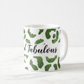 50 en Fabulous Green and White Cheetah Print Koffiemok (Voorkant rechts)