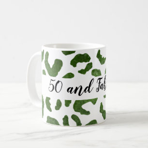 50 en Fabulous Green and White Cheetah Print Koffiemok