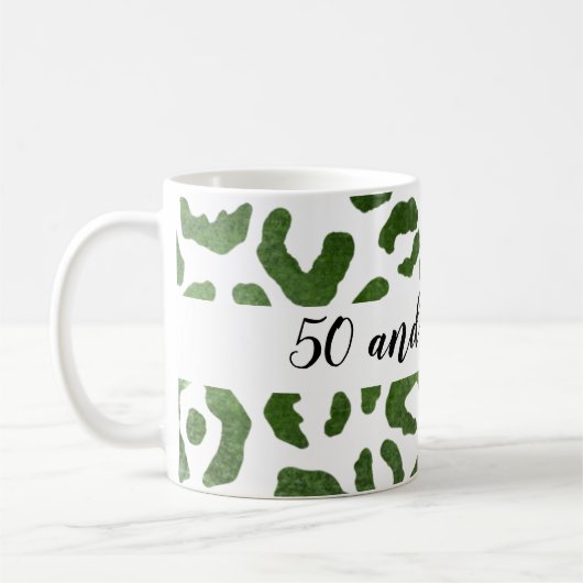 50 en Fabulous Green and White Cheetah Print Koffiemok (Links)