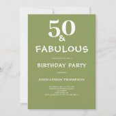 50 en Fabulous Green Birthday Kaart (Voorkant)