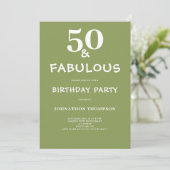 50 en Fabulous Green Birthday Kaart (Staand voorkant)