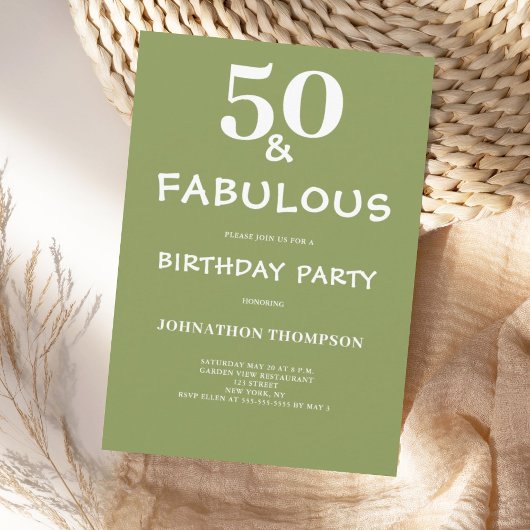 50 en Fabulous Green Birthday Kaart