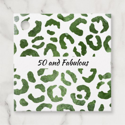 50 en Fabulous Green Cheetah Print Abstract Bedankjes Labels (Voorkant)