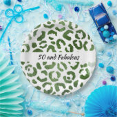 50 en Fabulous Green Cheetah Print Abstract Papieren Bordje (Feest)