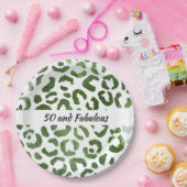 50 en Fabulous Green Cheetah Print Abstract Papieren Bordje (Feest)