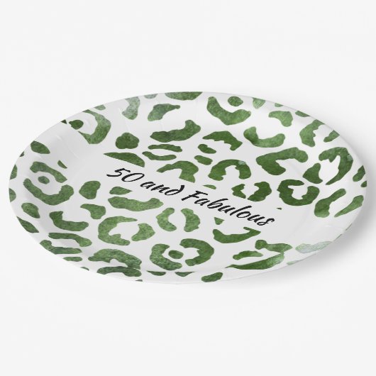 50 en Fabulous Green Cheetah Print Abstract Papieren Bordje (Gekanteld)