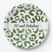 50 en Fabulous Green Cheetah Print Abstract Papieren Bordje (Voorkant)