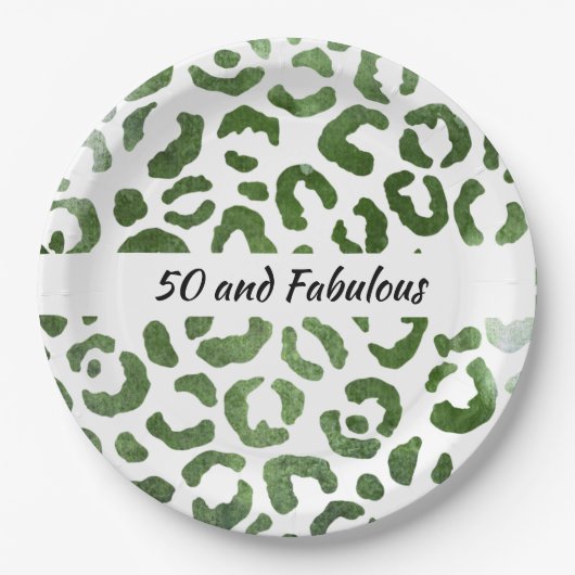 50 en Fabulous Green Cheetah Print Abstract Papieren Bordje (Voorkant)