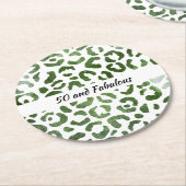 50 en Fabulous Green Cheetah Print Abstract Ronde Kartonnen Onderzetter (Gebogen)