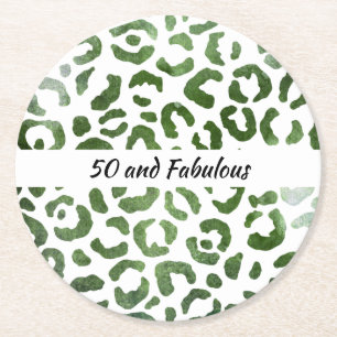 50 en Fabulous Green Cheetah Print Abstract Ronde Kartonnen Onderzetter