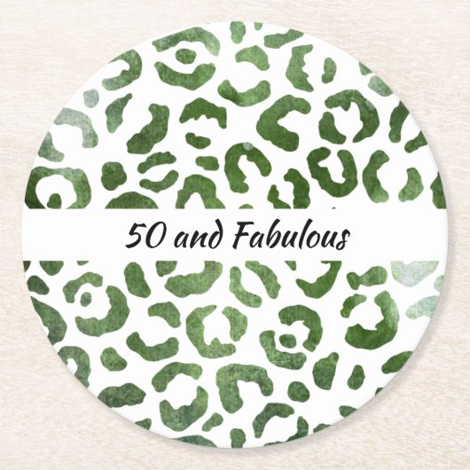 50 en Fabulous Green Cheetah Print Abstract Ronde Kartonnen Onderzetter (Voorkant)