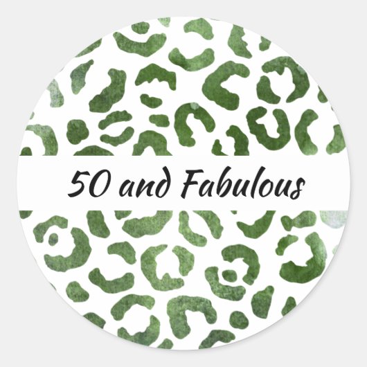 50 en Fabulous Green Cheetah Print Abstract Ronde Sticker (Voorkant)