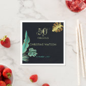 50- en Fabulous Green Gold Leaves Birthday Party Servet (Insitu)