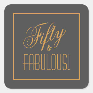 50 en FABULOUS Grijs & Goud 50e verjaardag Vierkante Sticker