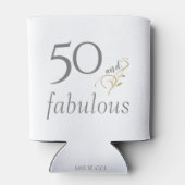 50 en fabulous Grijs & Goud Aangepaste 50ste Verja Blikjeskoeler (Achterkant)