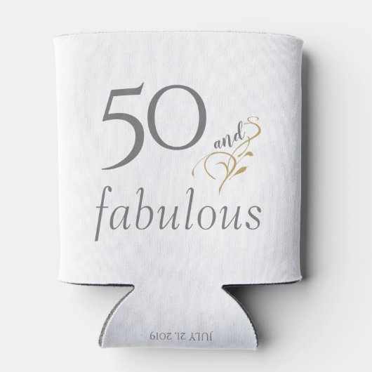 50 en fabulous Grijs & Goud Aangepaste 50ste Verja Blikjeskoeler (Achterkant)