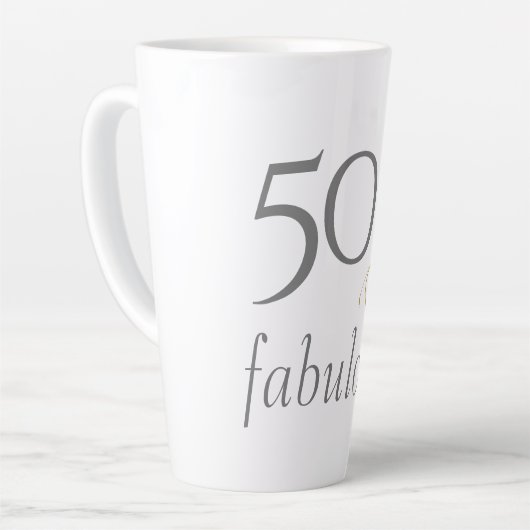 50 en fabulous Grijs & Goud Script 50ste Verjaarda Latte Mok (Linkerhoek)