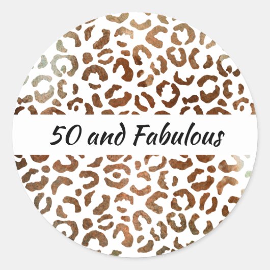 50 en Fabulous Grote Kat Print Abstract Ronde Sticker (Voorkant)