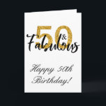 50 en Fabulous Happy Birthday 50th Kaart<br><div class="desc">Dit ontwerp is gemaakt door middel van digitale kunst. Het kan worden aangepast in het gebied dat wordt aangeboden of aangepast door de klik te kiezen om de optie aan te passen en de leeftijd, initialen of woorden te wijzigen. U kunt de tekstkleur en de stijl ook veranderen of de...</div>