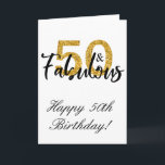 50 en Fabulous Happy Birthday 50th Kaart<br><div class="desc">Dit ontwerp is gemaakt door middel van digitale kunst. Het kan worden aangepast in het gebied dat wordt aangeboden of aangepast door de klik te kiezen om de optie aan te passen en de leeftijd, initialen of woorden te wijzigen. U kunt de tekstkleur en de stijl ook veranderen of de...</div>