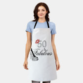 50 en Fabulous Heels Lips Glitter Verjaardag Schort (Gedragen)