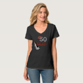 50 en Fabulous Heels Lips Glitter Verjaardag T-shirt (Voorkant volledig)